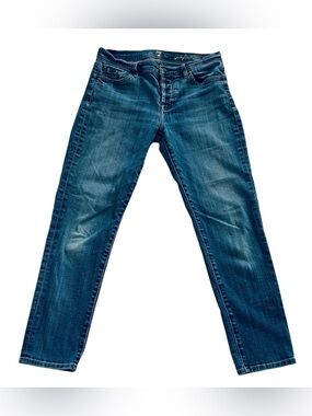7 For All Mankind Josefina Jeans Women’s Blue Skinny Boyfriend Mid Rise Stretch